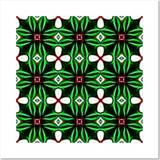 Red and Green Christmas Pattern Number 1 Posters and Art